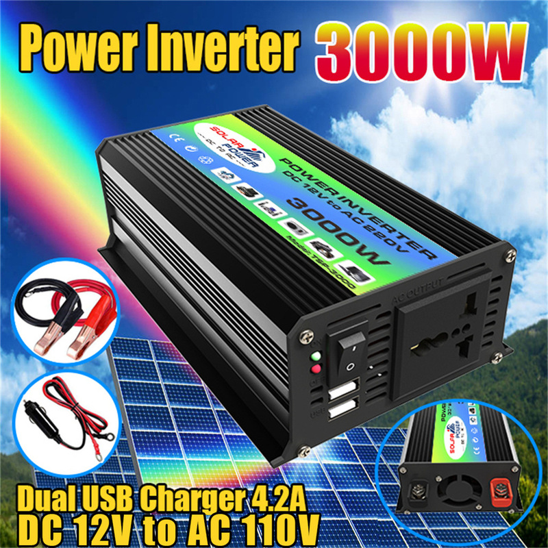 InVerter ConVerter 12V to 220V/110V300W Smart Car InVerter Cross-border Standard 3000W Dual USB