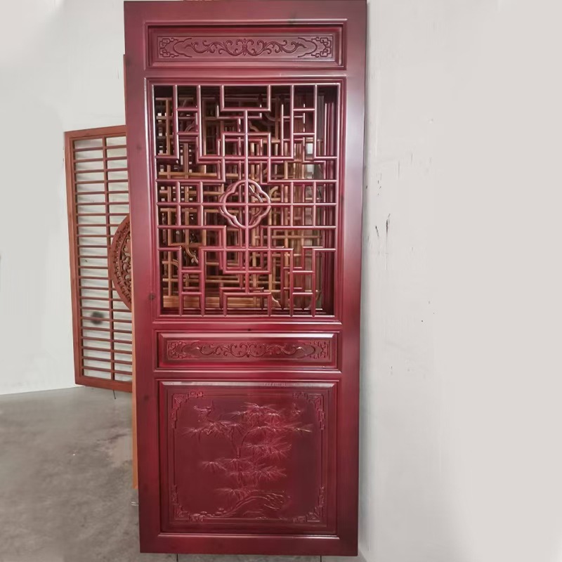 Custom Dongyang Wood Carved Solid Wood Carved Window Chinese Antique Doors and Windows Solid Wood Antique Doors Temple Gate Ancient Door