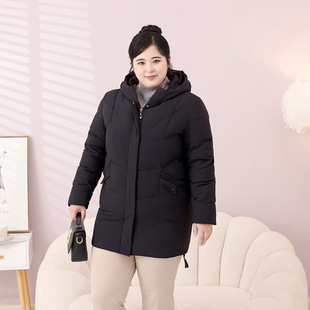 Plus-Size Mid-Length down Jacket for Middle-Aged and Elderly Women, Suitable for Mothers Aged 40-60, Loose and Slimming New Winter Wear 100kg