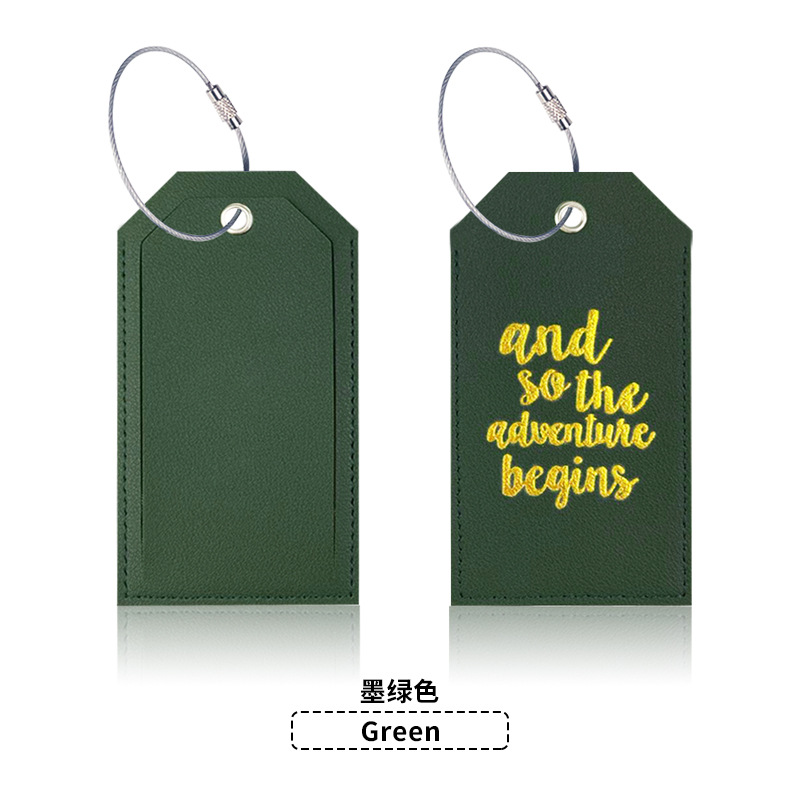 En stock tarjeta de embarque de cuero bronceado grueso de doble cara transfronteriza con tarjeta de papel de firma etiqueta de equipaje pu etiqueta de equipaje