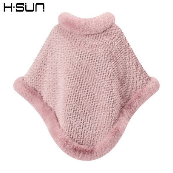 Capa tipo chal de otoño e invierno 2026, nueva bufanda de piel sintética de conejo, abrigo de punto para mujer, prenda exterior holgada y versátil. image 74