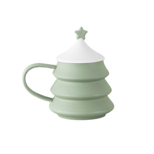 Christmas Tree Cup Mug New High-value Nordic Entry Luxury Ceramic Cup with Lid for Home Creative Christmas Gift