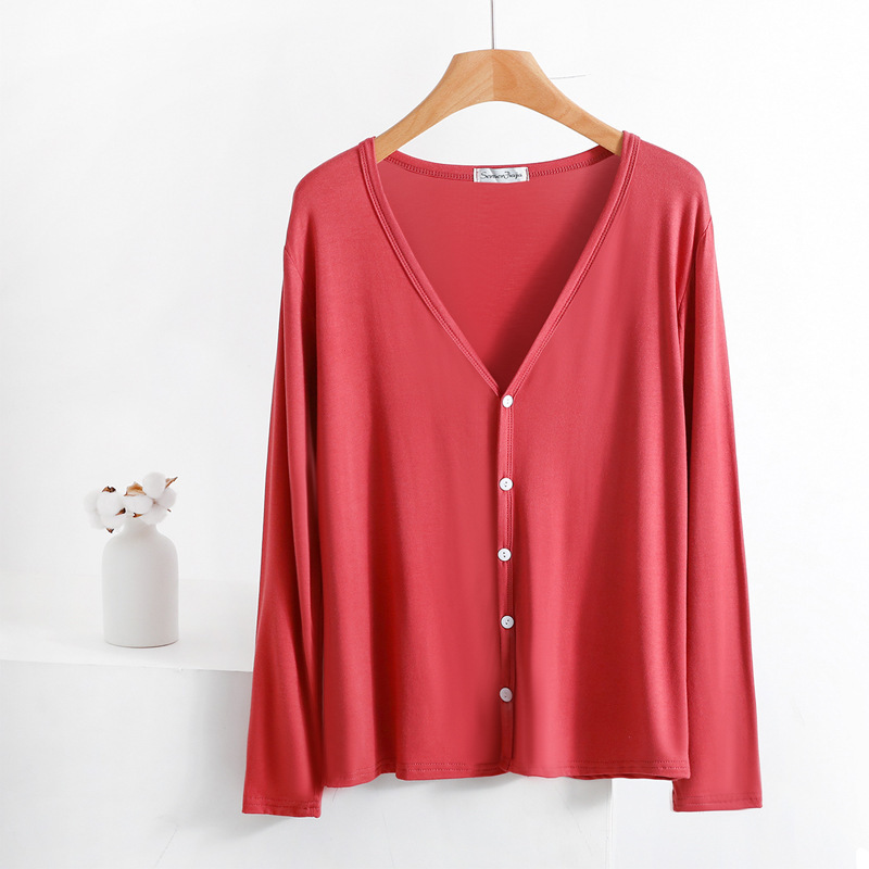 Modal sunscreen cardigan women's long-sleeved summer thin outerwear shawl summer loose button casual top Modal sunscreen cardigan women's long-sleeved summer thin outerwear shawl summer loose button casual top