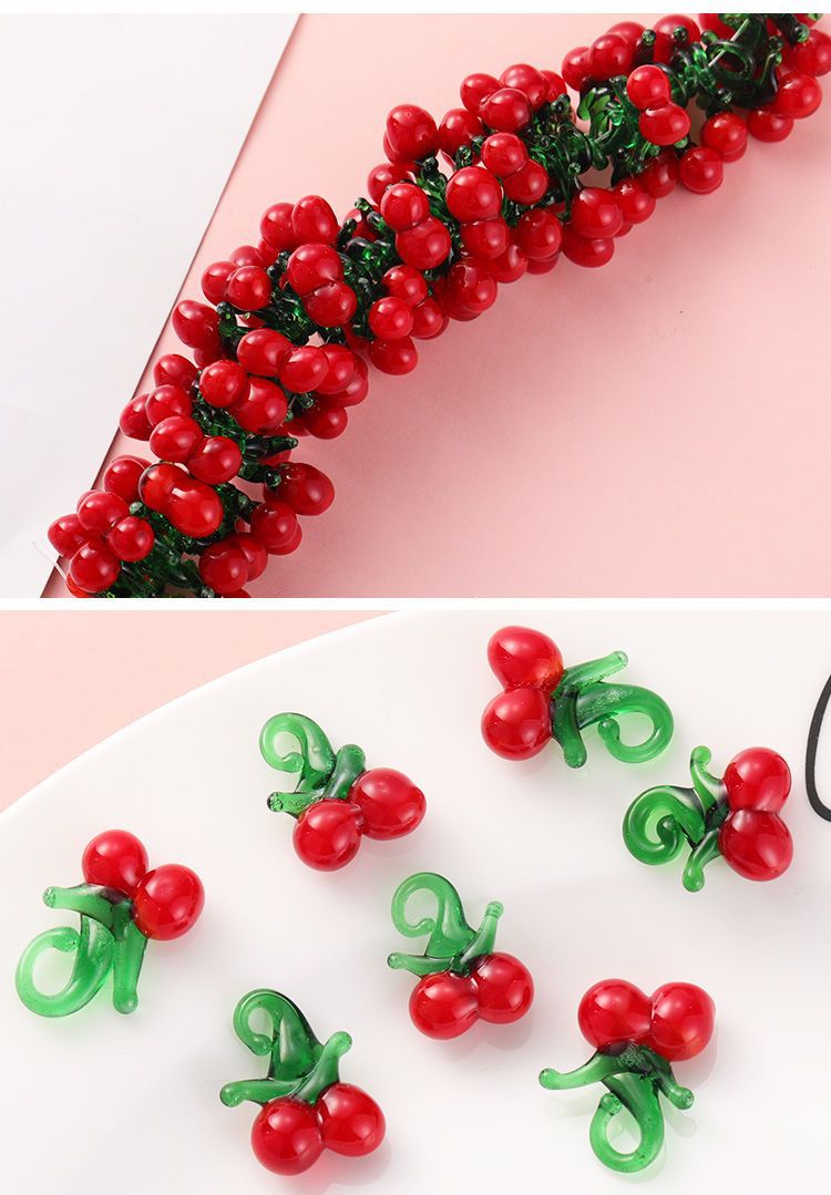 10 Pcs/package Sweet Cherry Glass Pendant Jewelry Accessories display picture 2