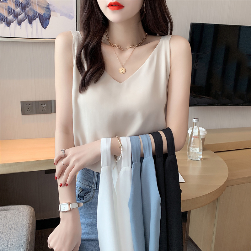 Chiffon Vest with Blazer for Women, Simple Inner Layer Camisole with Thin Lining