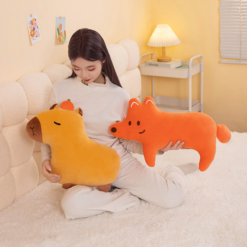 Dibujos animados Mohson almohada animal lindo rinoceronte cocodrilo zorro Kapibala muñeco de peluche sofá cojín de sala de estar