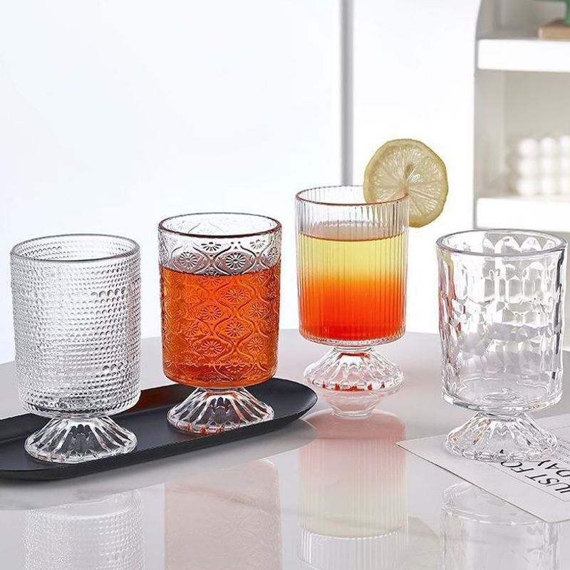 High-end aesthetic glass cocktail goblet, home-use juice cup, wine glass, ins-style transparent, trendy and luxurious