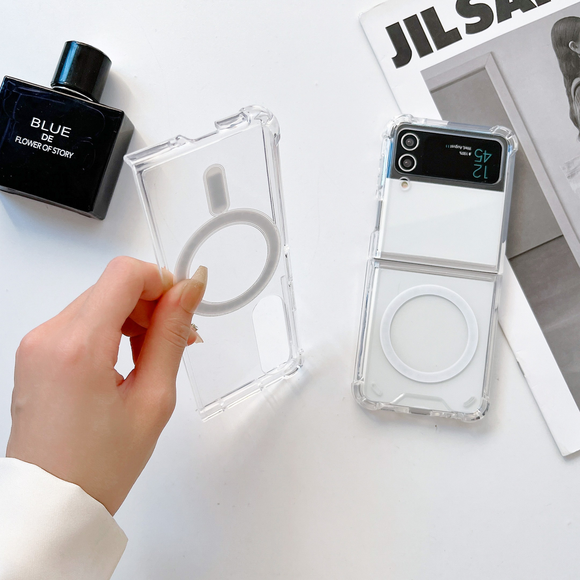 Kompatible Samsung Fold6 Vier-Ecken-Stoßfeste Magnetische Z Fold5/4/ 70% Rabatt Stapelbare Transparente Handyhülle_voghion.com