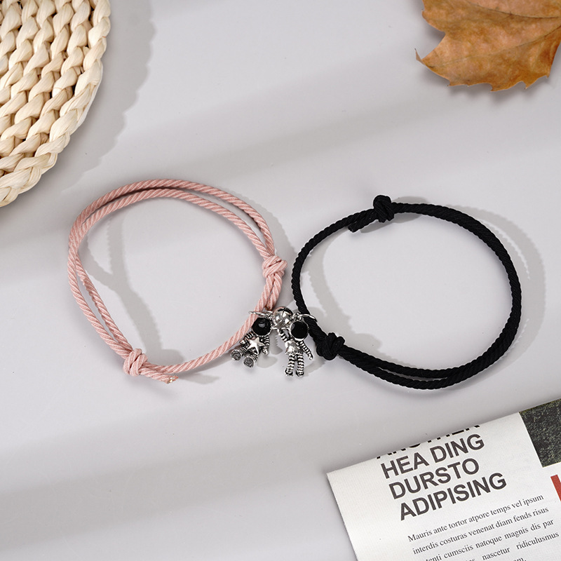Woven Chain Chain Type 2 Pieces Set Quantity Simple Style Astronaut Alloy Rope Woven Chain String Bracelets Wholesale