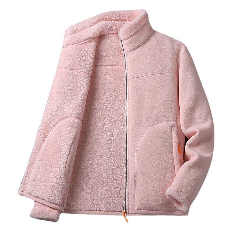 Chaqueta de lana para hombres y mujeres forrada de lana engrosada suéter de doble cara chaqueta de pareja de lana polar chaqueta de pareja de doble cara desgaste al por mayor