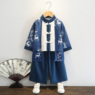 Han Dynasty Boys and Girls Autumn Clothing Chinese Style Ancient Costume Kidsren's Ethnic Style Performance Clothing Kindergarten Tang Suit Performance Clothing Set