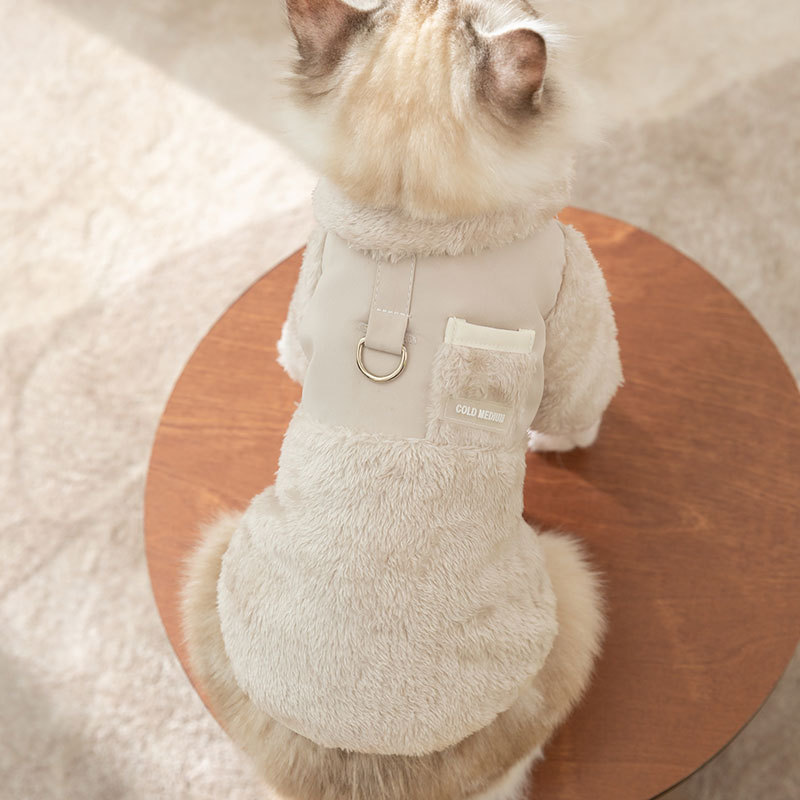 Cat Clothes Thickened And Warm In Autumn And Winter Macaron Color Double-sided Simple Cotton Clothes Small And Medium-sized Dogs Pet Clothing