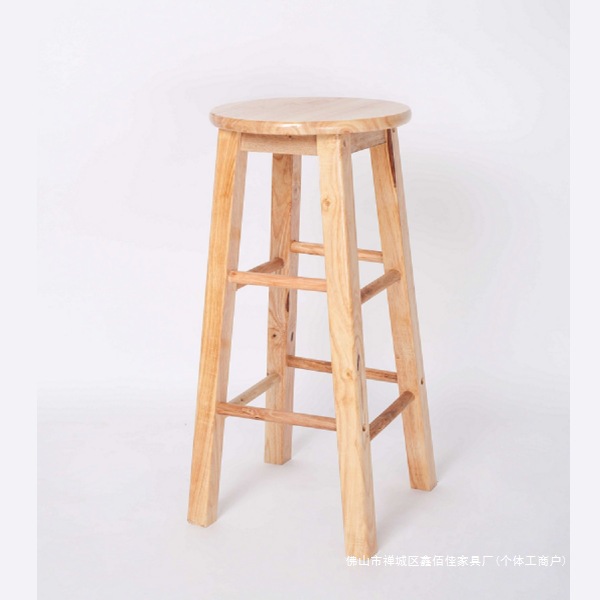 Solid Wood High Stool High Chair Stall Solid Wood Color High Stool Durable Elevated Stool Restaurant Round Lemon Tea