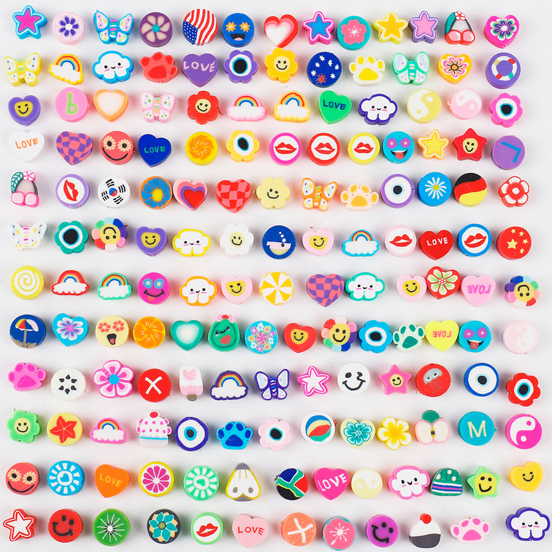 DIY Accessories Fruit Soft Pottery Beads Smiley Face Beads Mobile Phone Chain Necklace Material Flower Beads Smiley Face Soft Pottery Beads