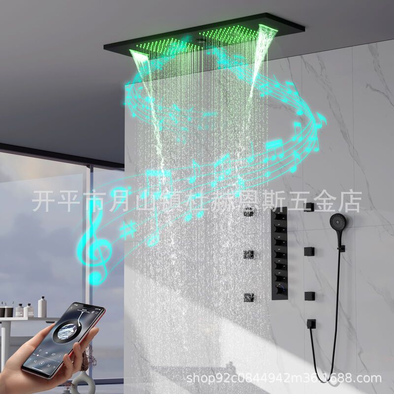 Ceiling concealed 900*300mmLED music rain shower system bathroom constant temperature shower suit