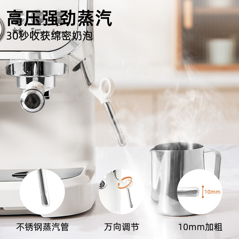 跨境外贸  咖啡机意式浓缩半自动高压蒸汽双锅炉加热研磨一体机|undefined