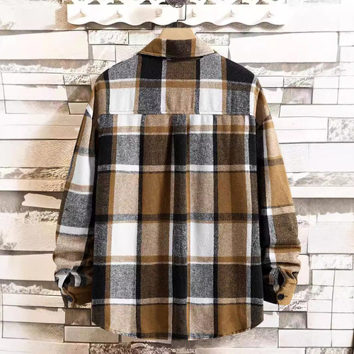 Elastic Bamboo Joints Autumn/Winter Slimming TEMU SHEIN Bestselling Flannel Grid Long-Sleeve Fringe