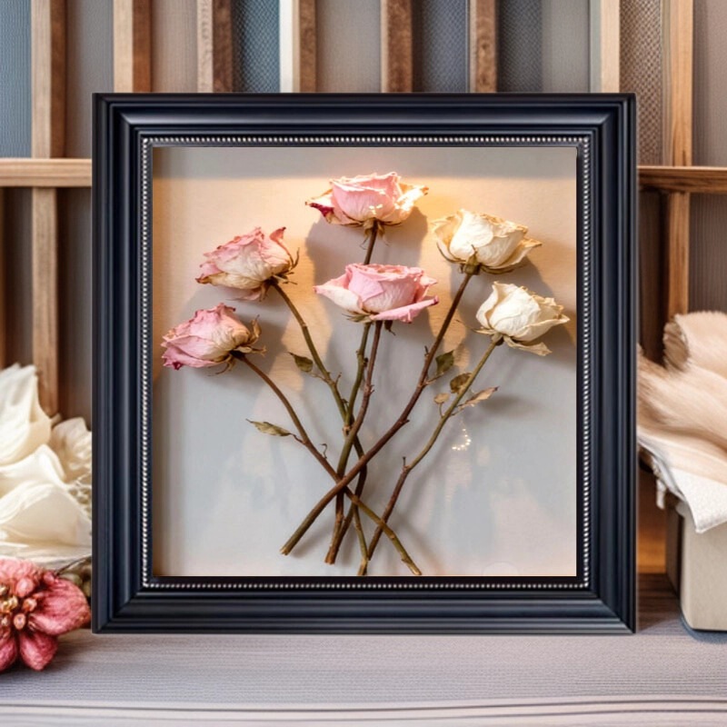 Embossed Photo Frame Square DIY Handmade Dried Flower Specimen Decoration Self-Embellished Accessible Luxury High-End Picture Frame Display Frame