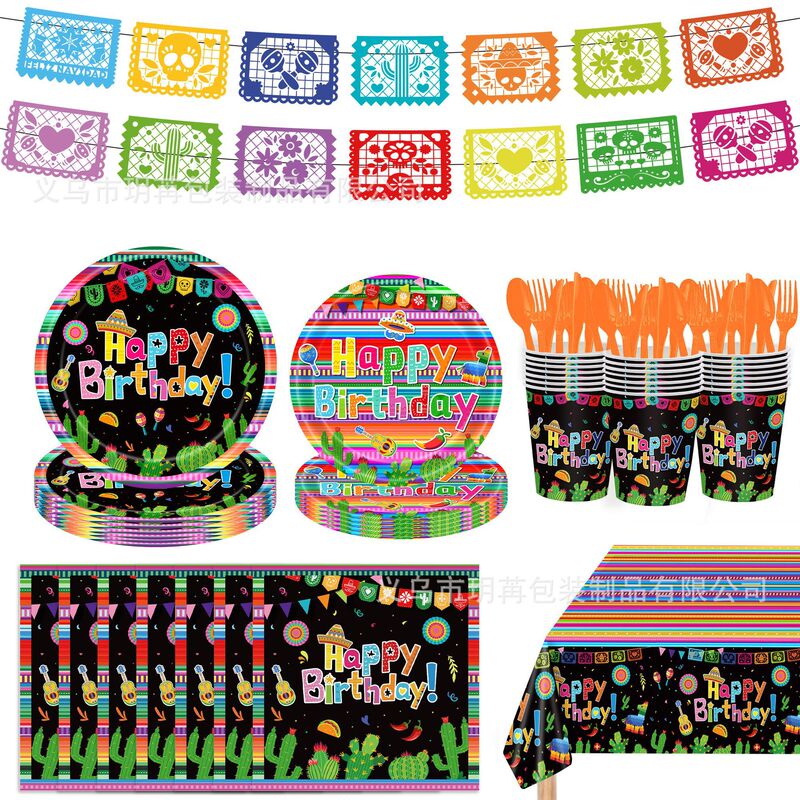 Mexican Carnival Carnival Day of the Dead Theme Holiday Party Tableware Disposable Paper Plate Cup Towel Tablecloth Mexican Carnival Carnival Day of the Dead Theme Holiday Party Tableware Disposable Paper Plate Cup Towel Tablecloth