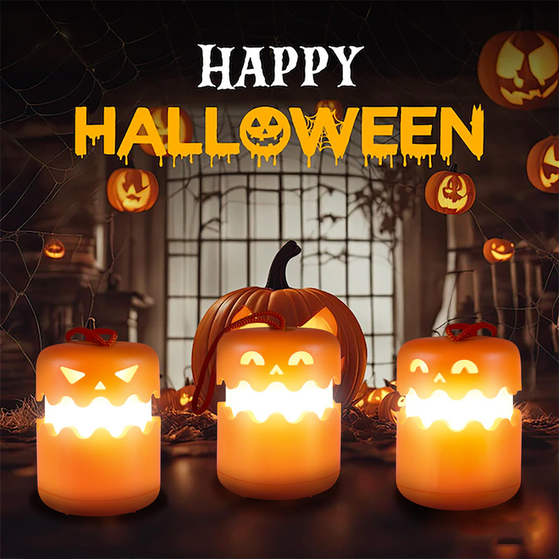 国境を越えた売れ筋の新しいハロウィーン面白いポータブルカボチャランタン折りたたみ式LEDナイトライトパーティー装飾ランタン|undefined