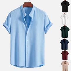 国境を越えた男性服夏の新型男性Wishアマゾン男性半袖純色男性シャツ上着