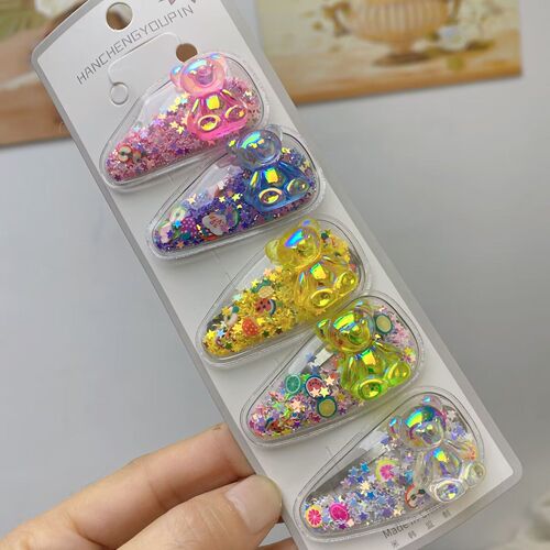 Children's hair accessories Korean quicksand transparent fruit hairpin luminous bb clip side clip back of head hairpin clip headwear