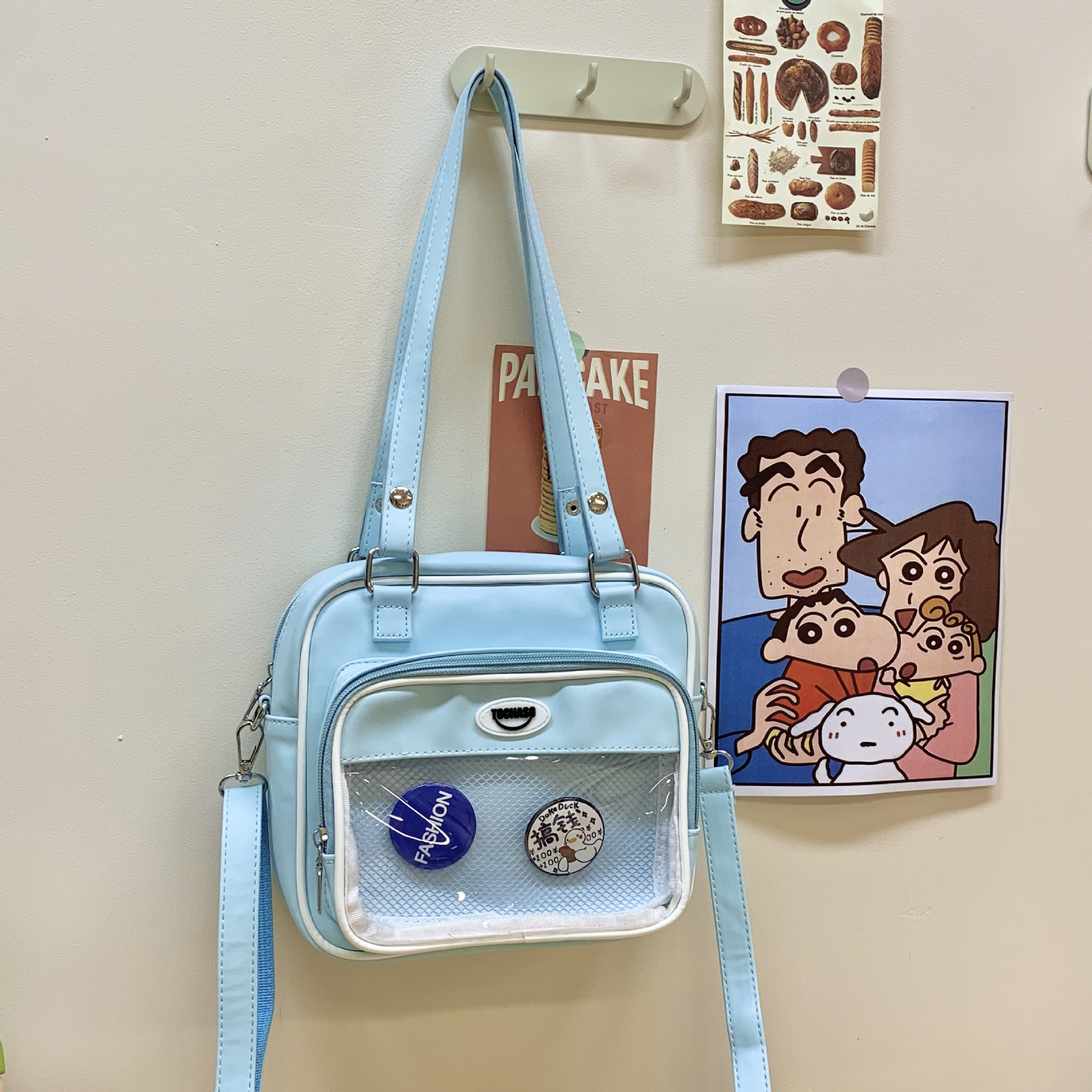 Paquete de dolor de comida de dos dimensiones japonesa 2025 nuevo paquete de hombro transparente para niños y niñas bolsas animadas de moda para niños