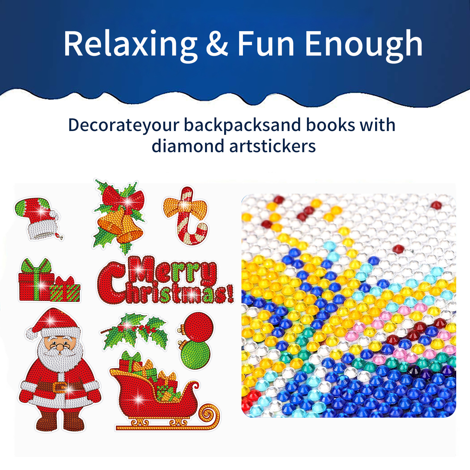 Diamante de Navidad transfronteriza dibujos animados DIY Santa Claus aleatorios pegatinas de ladrillo pintura pegatinas de diamante brillante al por mayor