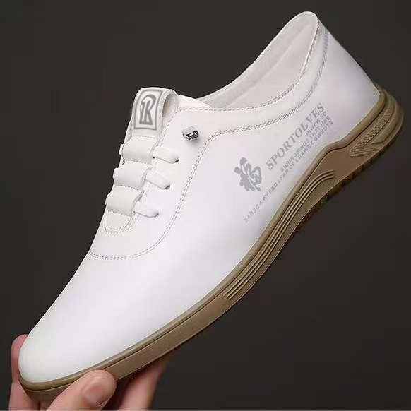 Zapatos de cuero estilo británico, mocasines, modernos, casuales, gruesos, ligeros, sin cordones para conducir, para papás de mediana edad y mayores, zapatos de trabajo a la moda.