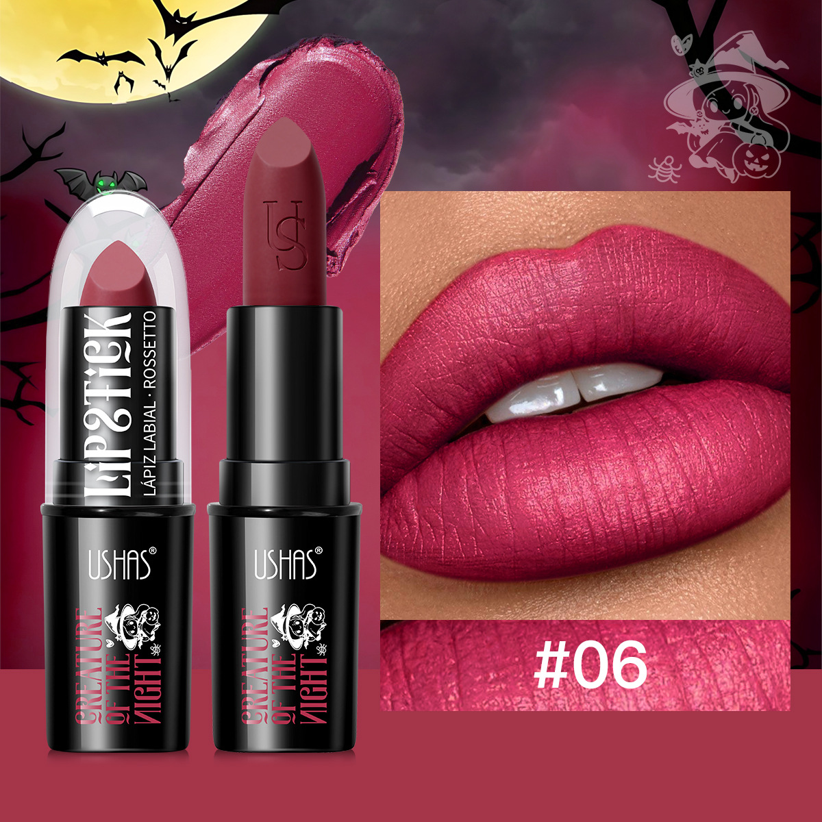 USHAS transfronterizo Amazon comercio exterior lápiz labial de Halloween impermeable y duradero lápiz labial mate maquillaje brillo de labios image 12