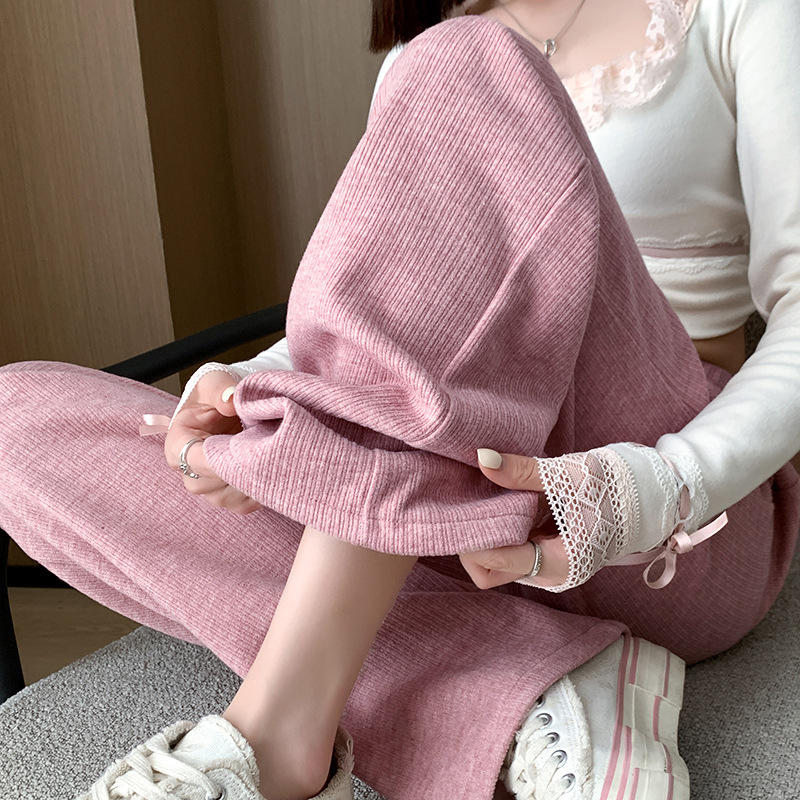 カシミヤのワイドパンツの女性の秋冬の新型のハイウエストはやせています。|undefined
