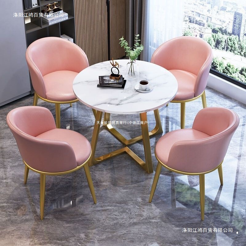 Nordic Light Luxury Balcony Leisure Table and Chairs, Small Coffee Table, Leisure Reception, Modern Simple Small Round Table, Negotiation Table and Chair Combination