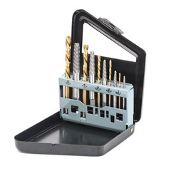 Set of 10 Piece Screw Extractor Kit with Iron Box, Imperial Drill Bit Extractor Combo Set