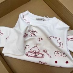 2025年夏新作ニッチデザインアメリカンハイストリート刺繍半袖Tシャツレディーストレンディブランドスリムで万能トップス