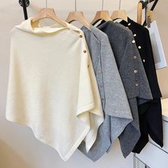 2025新款大披肩女春秋季时尚百搭斜扣宽松高级感披肩斗篷外搭装饰