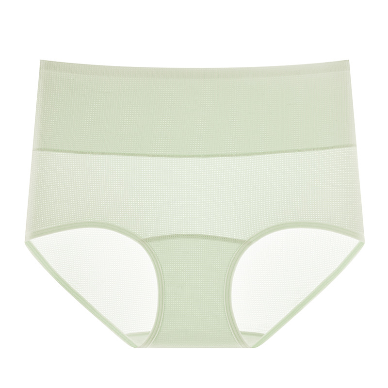 Primavera y verano nuevo agujero transpirable seda de hielo talla grande cintura alta abdomen 10A entrepierna antibacteriana entrepierna de algodón calzoncillos para mujer