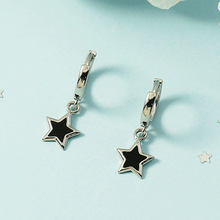 黑色滴釉星星耳圈小清新短款女个性气质短发耳环日韩时尚百搭耳饰