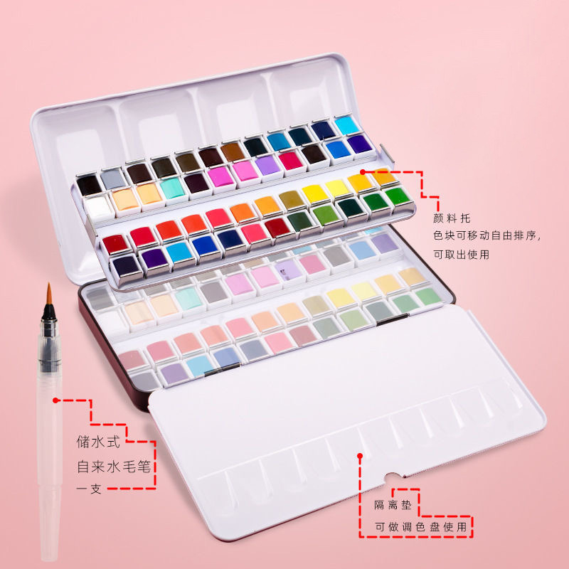 Xiupu sólido acuarela pintura acuarela herramienta traje principiante arte estudiante pintura portátil color nacarado