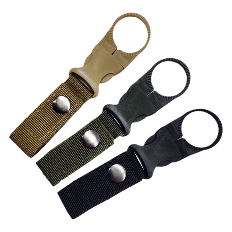 Botella de agua mineral al aire libre hebilla colgante hebilla bebida hervidor agua cinturón mochila nylon gancho multifuncional accesorios portátiles