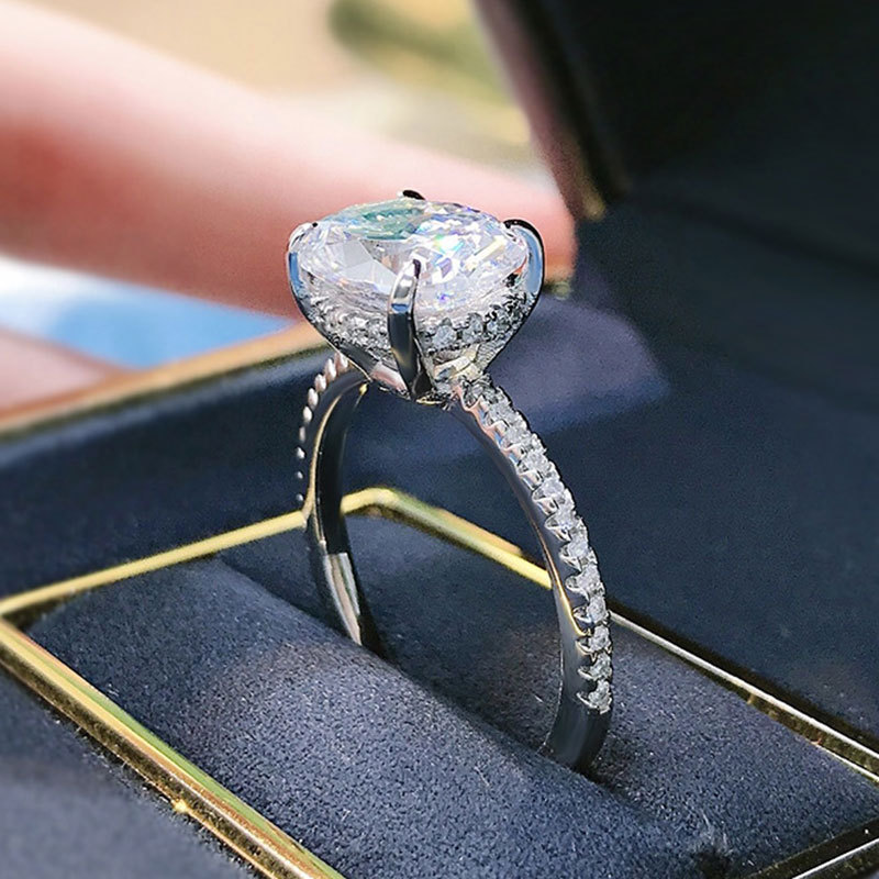 Bague de fiançailles femme avec zirconium ovale alliance argent_voghion.com