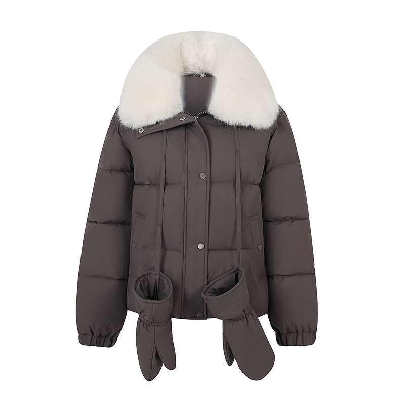2025 comercio exterior nuevo estilo coreano guantes cortos sueltos ropa de algodón mujer cálida con capuchón grueso chaqueta de algodón
