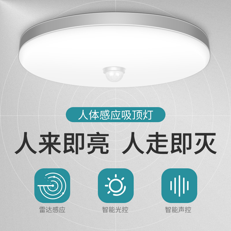 Human body infrared induction ceiling light led voice control light control radar home corridor corridor corridor stair garage