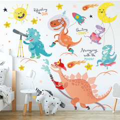 Cartoon Dinosaur Wall Sticker Cute Animal Self-Adhesive Wall Sticker Waterproof Kindergarten Classroom Wall Decoration Mars Dragon