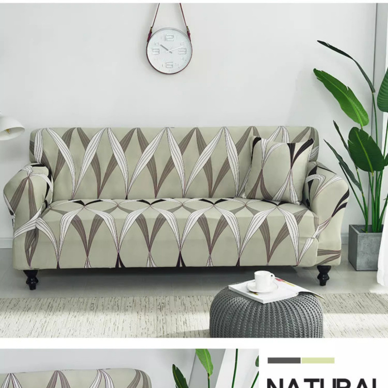 Color sólido cuatro estaciones cubierta de sofá universal estilo nórdico de punto elástico todo incluido cubierta de sofá alfombra de polvo