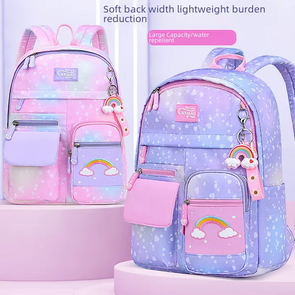2025 New Children's Primary School Girls School Bags Princess Burden-Reducing Backpack Girls Lightweight Burden-Reducing Printed Logo