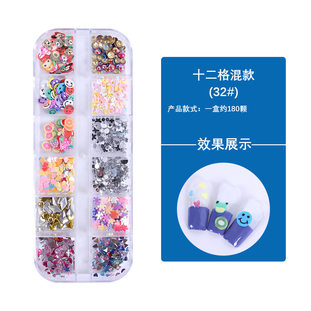 [Fábrica de 11 años] nuevos accesorios para uñas conjunto completo de lentejuelas taladro de uñas remache accesorios de metal