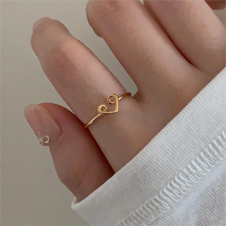 Holiday, Daily Occasion 925 Sterling Silver Heart Shape Open Rings