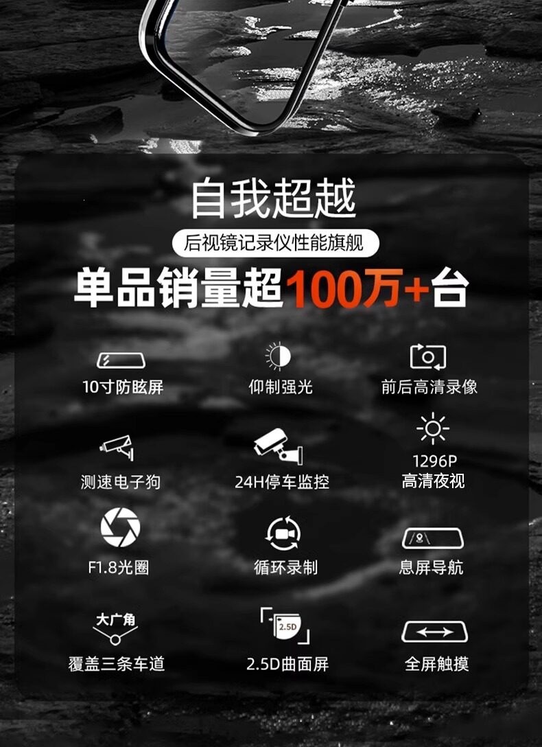 Suitable for modern full-screen dashcam 2026 new model, no wiring required, dual front and rear camera with streaming video