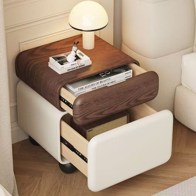 2025 New Casual Cream Modern Bedside Cabinet Light Luxury Bedroom Solid Wood Home Storage Bedside Cabinet