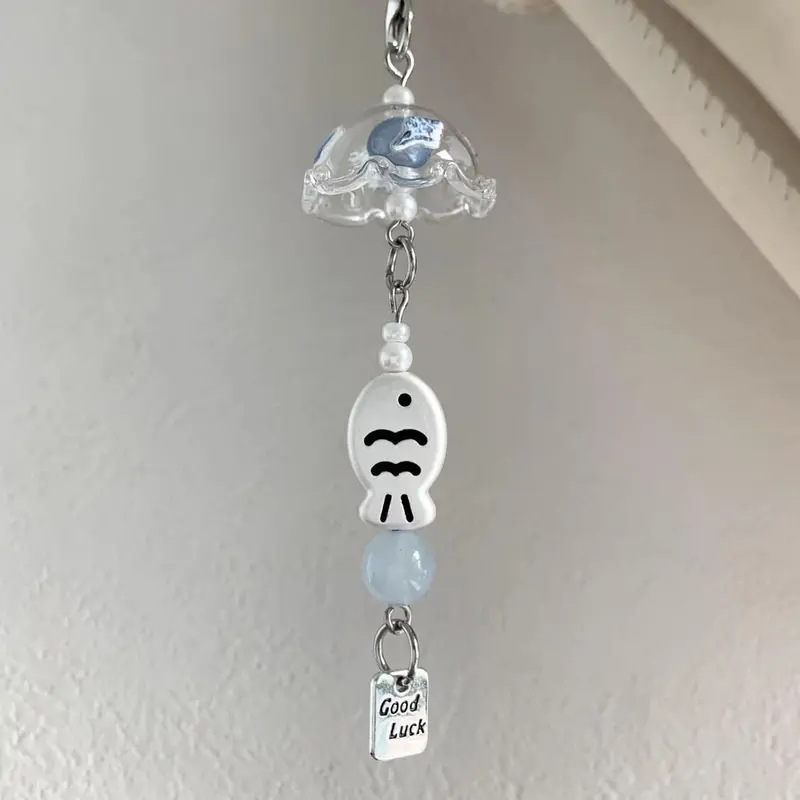 Japanese-Style Small Fish Wind Chime Handmade Beaded Girly Ins-Style Phone Chain Cute Simple Guoben Ccd Pendant Strap Japanese-Style Small Fish Wind Chime Handmade Beaded Girly Ins-Style Phone Chain Cute Simple Guoben Ccd Pendant Strap